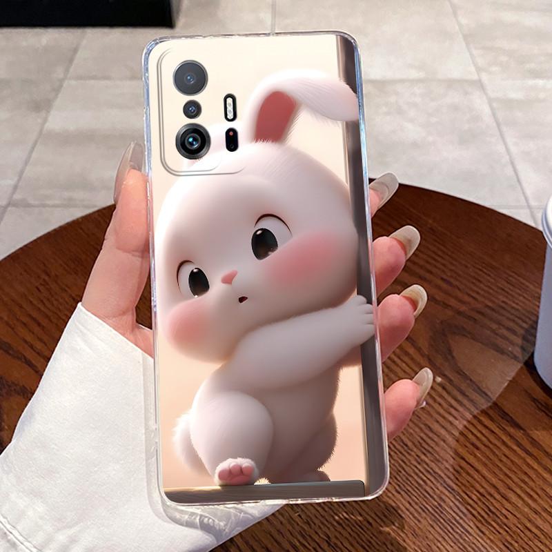Casing For Xiaomi 11T, 11T Pro Case Clear Aesthetic Fashion Cute Cat Astronaut Pattern Transparent Soft Silicone TPU Phone Cover
