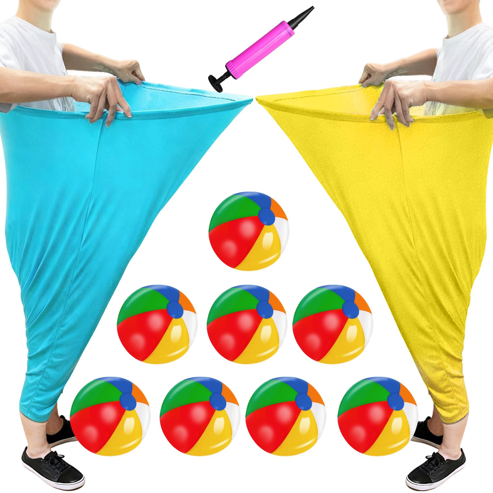 

Oversized Pants With 8 Colorful Bouncy Balls & 1 Air Pump, Outdoor Tossing Games For Adults Family Easter Carnival Party Reunion Gathering 2 Pants & 1 Pump