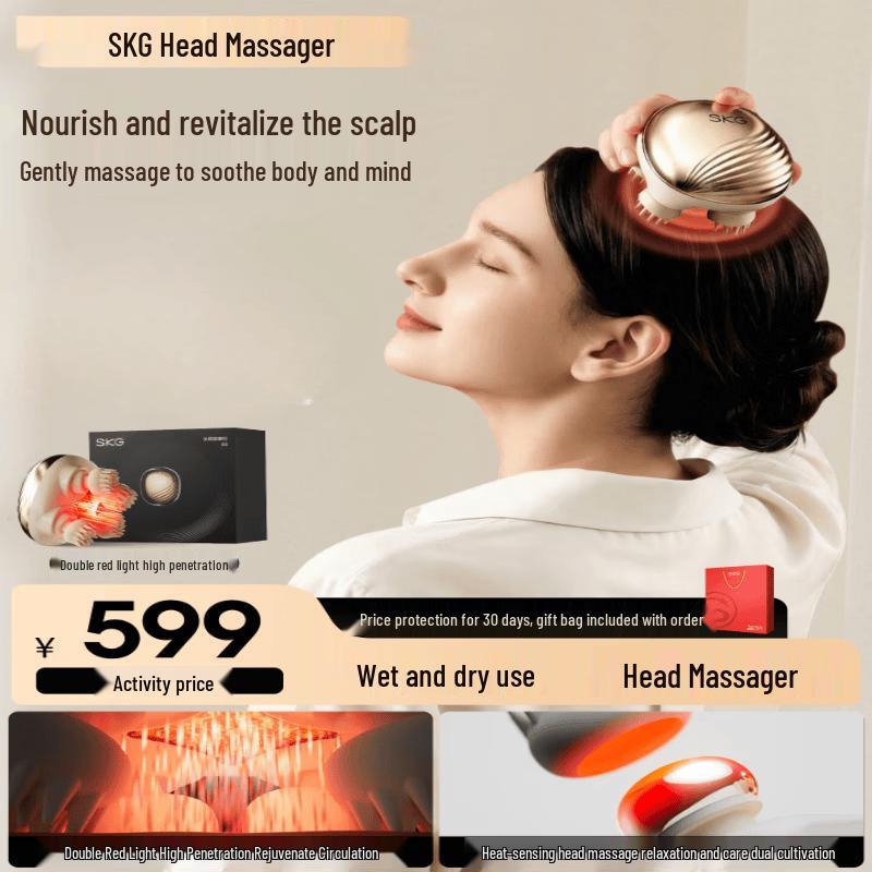 

SKG B5 Wireless Scalp Massager with Red Light Heat Therapy CN plug (adapter included)