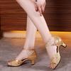 Ladies Latin Dance Shoes Female Adult Mid-heel Dance Shoes Women's Square Dance Ballroom Dance Soft-soled Sandals