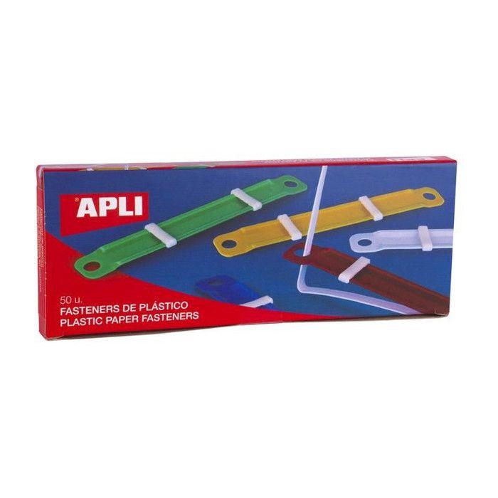 Relieurs en plastique couleurs assorties 90 x 12 mm - Boîte de 50 unités - Apli