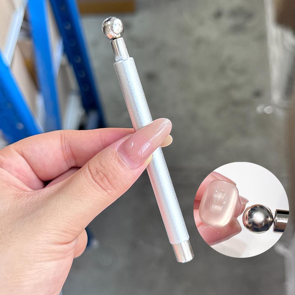 1Pcs Double Head Steel Ball Cat Eye Nail Magnet Stick 3D Glass Bead French Effects Cylindrical Strong Magnetic Pen Manicure Tool
