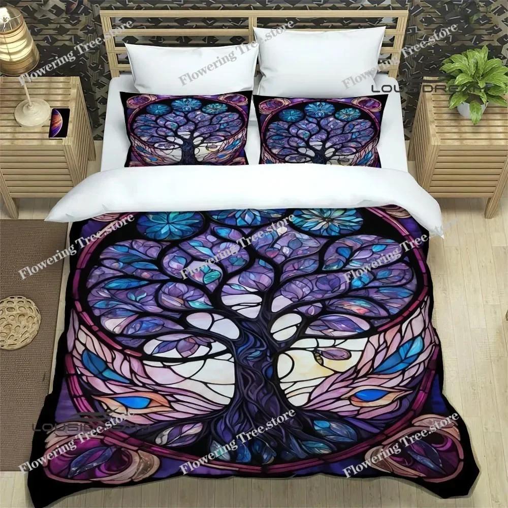 Tree of Life Printed Bedding Sets Exquisite Bed Supplies Set Duvet Cover Bed Comforter Set Bedding Set Luxury Birthday Gift029