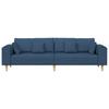 Blue 4 Seater Sofa with Cushions 250 X 77 X 76 Cm Fabric