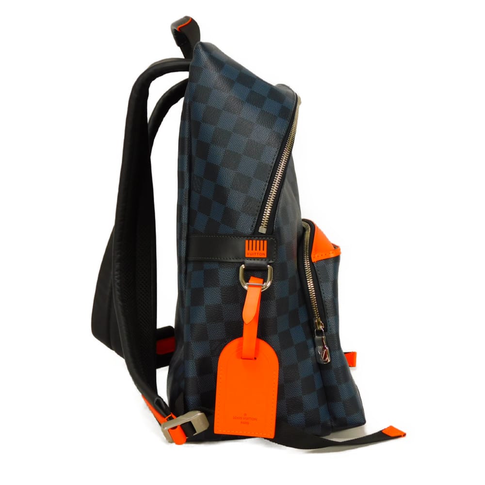 Used 12564 Discovery Daypack N40157 7927 Logo Navy 19AW Damier Cobalt Lace Orange Men's from Japan AUTHENTIC