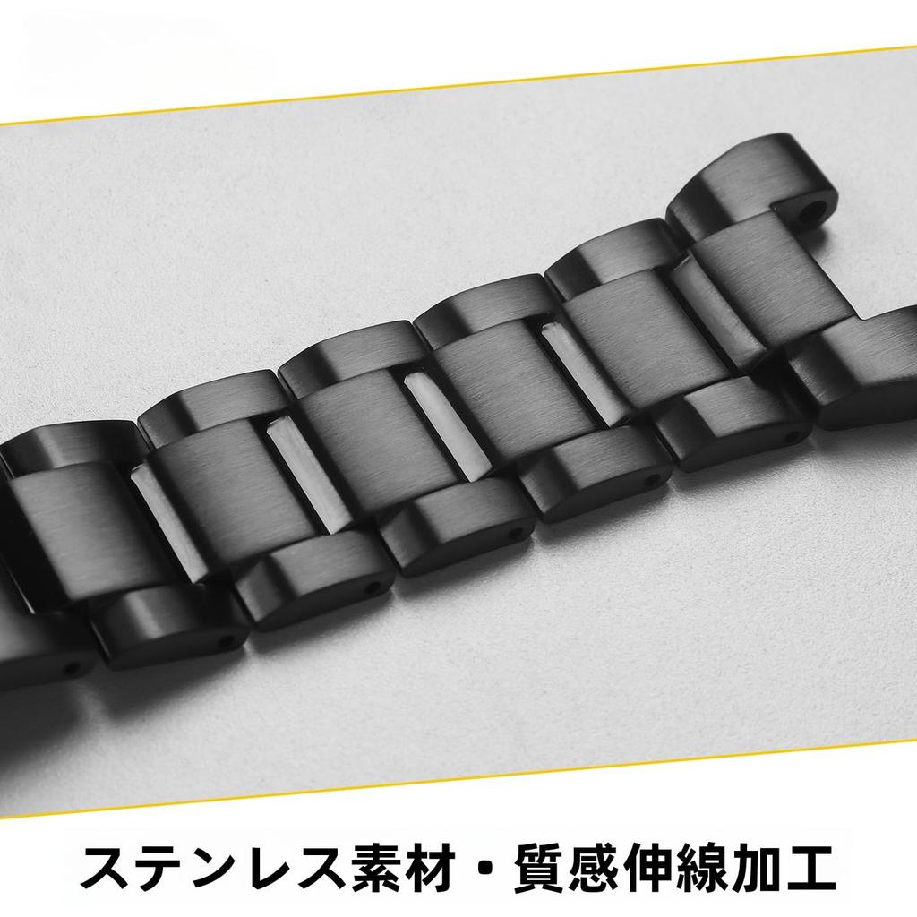 [HEZKUGU] Solid stainless steel bracelet compatible with GST-B100S120W300S310S300 steel heart watch strap. For men. (Black)