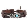 6 Pcs Braided Bracelet Set Different Shapes Wooden Bead Decor Peacock Feather Pendant Retro Ethnic Style