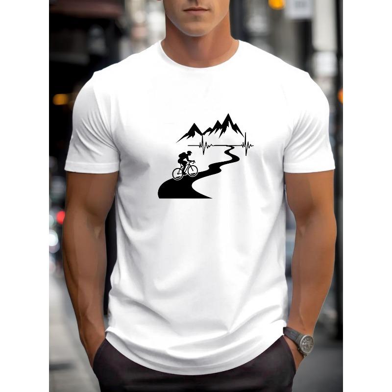 European Sizes Men's Cycling Pattern Summer Casual Crew Neck Short T-Shirt