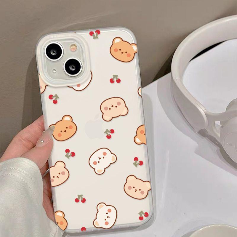 Matný měkký kryt na telefon Cherry Bear pro iPhone 13-17 Pro Max