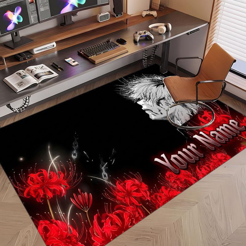 Custom Name Crystal Velvet Rug,Tokyo Ghoul Comfortable Anti Slip Floor Mat For Room Decoration