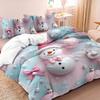 3Pcs Cute Christmas Snowman Bedding Set Christmas Ball Snowman Snowflakes Pattern Duvet Cover Set (1*Duvet Cover + 2*Pillowcase