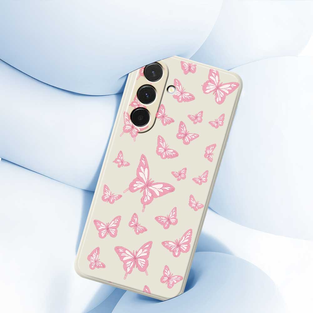 For Samsung Galaxy A36 5G Case Pink Butterflies Pattern Printing Straight Edge TPU Phone Back Cover