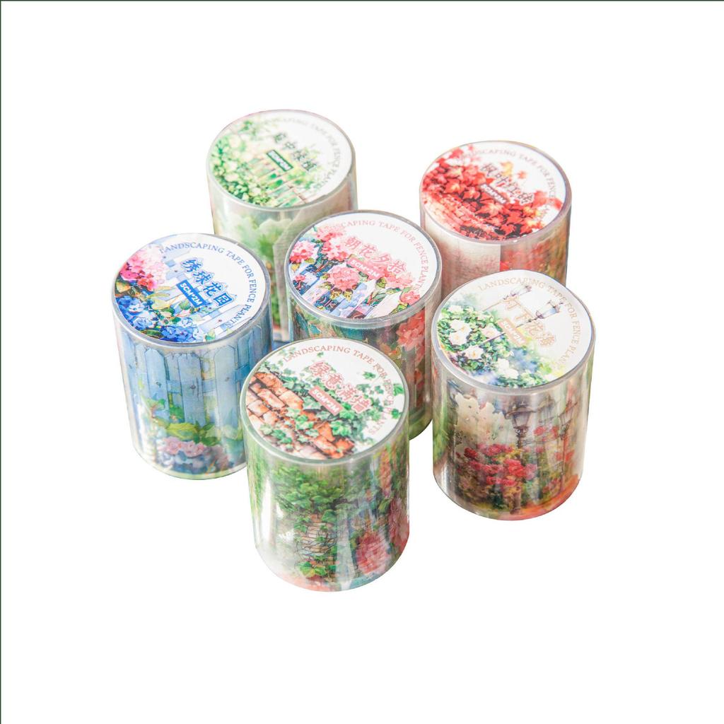 Retro PET Tape: Plant Scenery Series - 6 Designs for Journal Decoration
