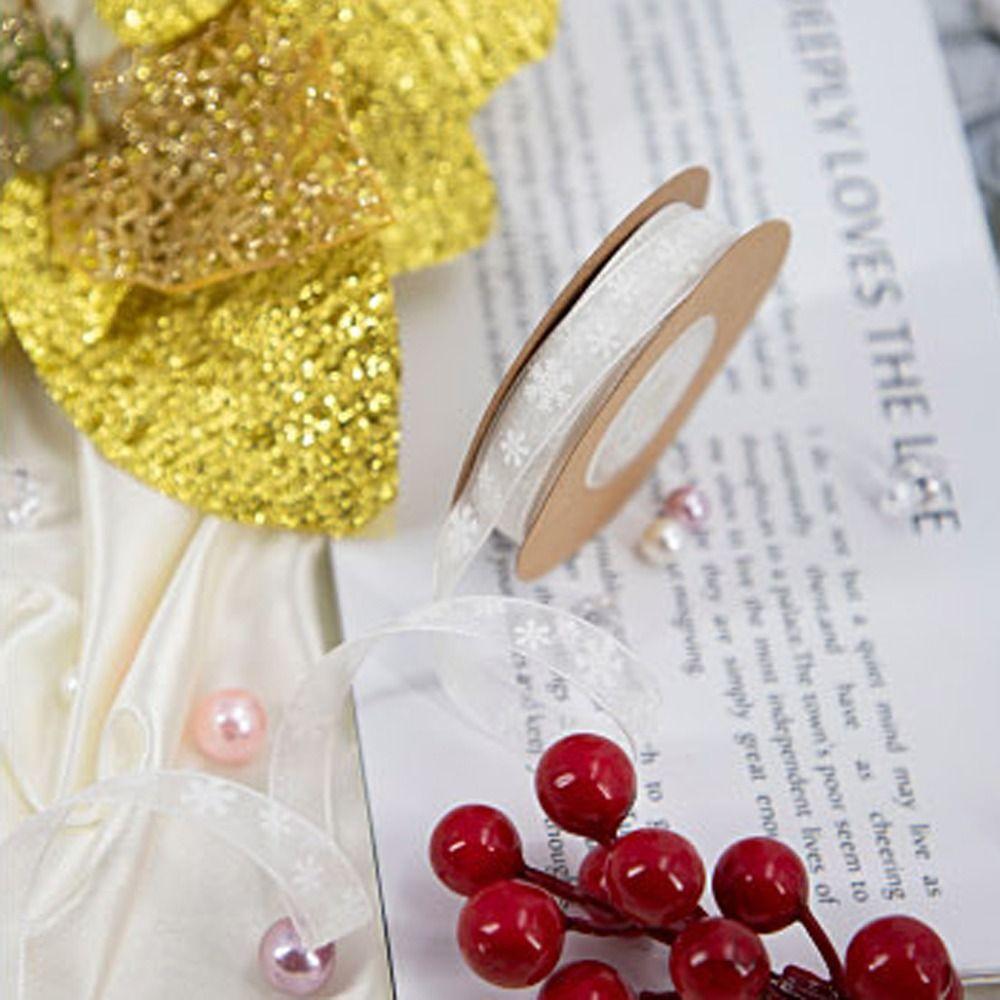 Snowflake Printed Organza  Tape Red Satin Ribbon Christmas Snowflake Organza Ribbon  Gift Wrapping