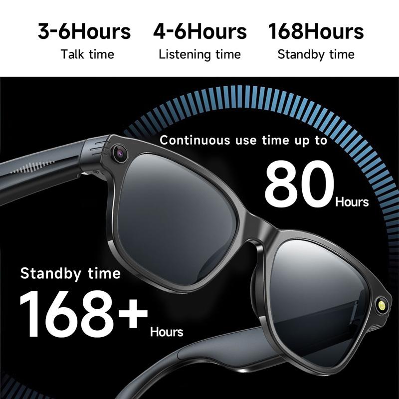 Smart Glasses 1200P HD Photo Video Recording 800W Camera AI Voice ChatGPT Glasses Bluetooth Call Music Player Wearable Multifunctional Sport Sunglass