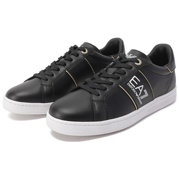 Emporio Armani Round Toe Lace-Up Comfortable Low-Top Sneakers Unisex Sneakers Black X8X102XK346M700