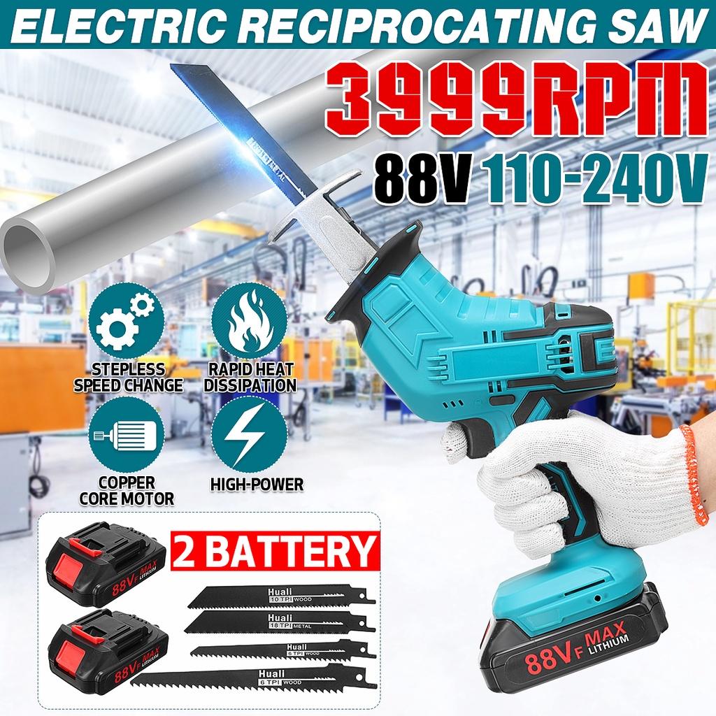 3999RPM Fierăstrău Reciproc Fără Fir Albastru 88V Fierăstrău Electric cu 4 Lame Motoferăstrău Unealtă Electrică de Tăiere
