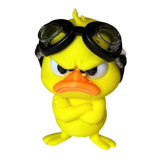 Decorative Duck Ornament for Shelf Funny Angry Figurine, Cute Yellow Desk Decoration, Little Standing Figurine Decor with Goggles Shelf, Car Dashboard