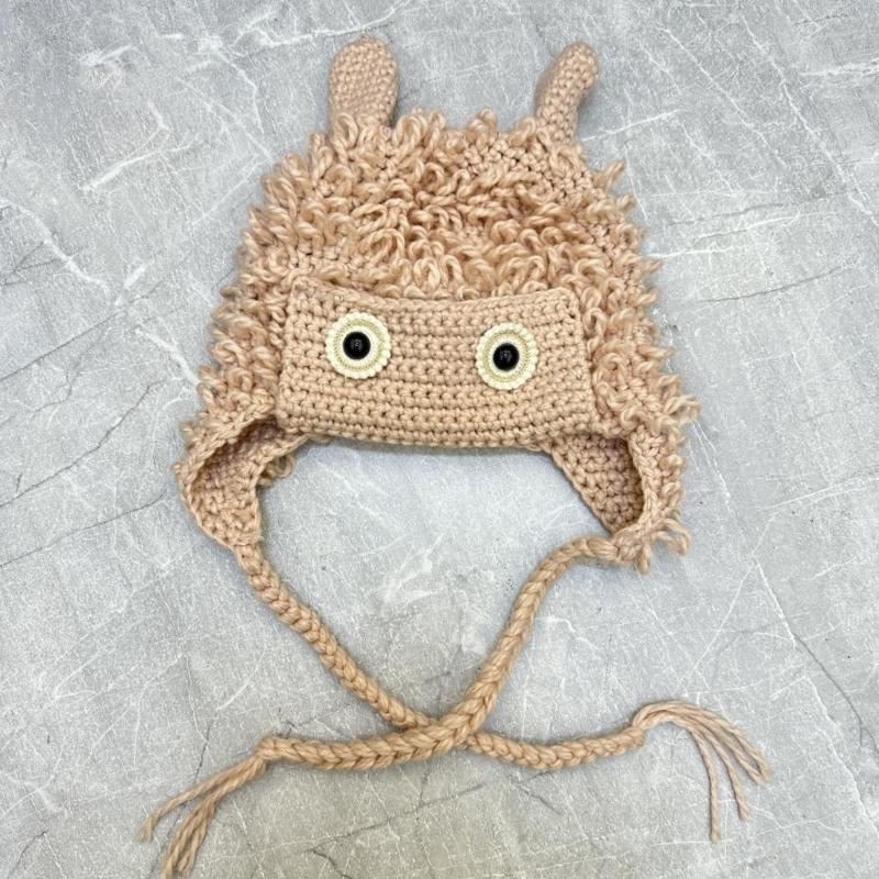 Winter Warm Knit Hat for Women Funny Monsters Hat Hooded Skull Hat Outdoor Activity Cap Windproof Headwear Pullover Hat