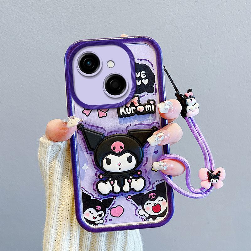 KEYSION Shockproof Case for TECNO Spark 40C with Lanyard Soft Silicone Cute 3D Cartoon Doll Phone Back Cover for Tecno Spark 40C