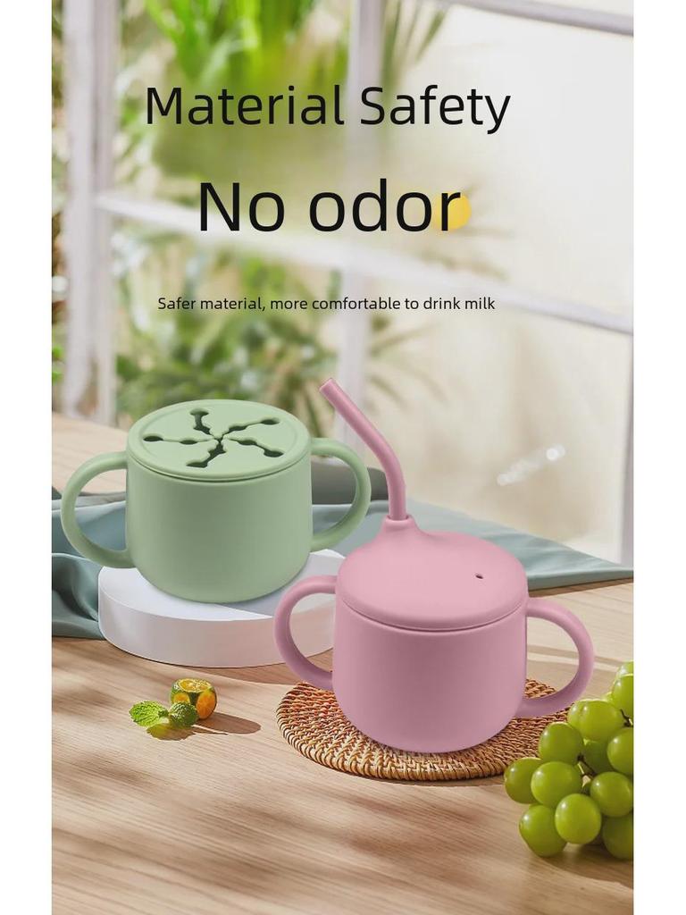 Panda Silikonový tréninkový hrníček pro děti: S brčkem proti pádu