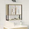 Bathroom Mirror with Shelf Wall Mounted Beige 60 X 16 X 60 Cm