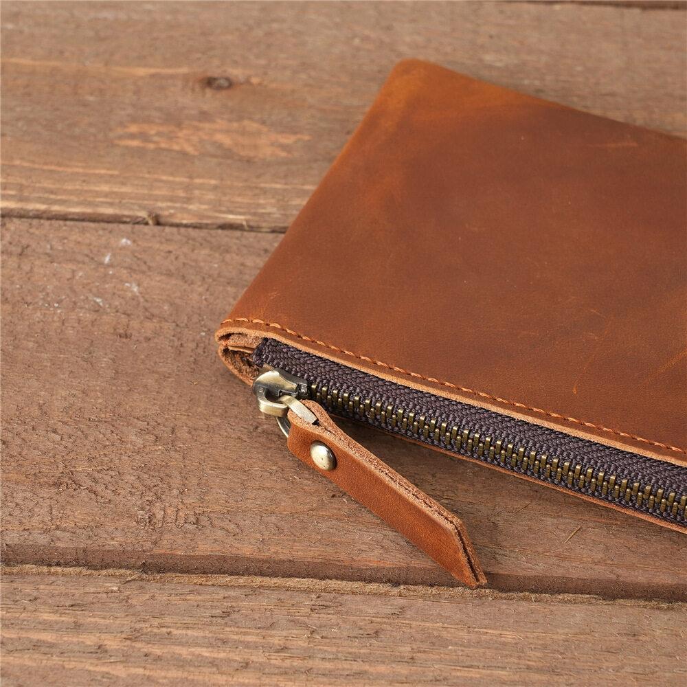 Retro Crazy Horse Leather Wallet Men and Womens Coin Purses Small Money Bags Wallets Zipper Pouch Card Holder