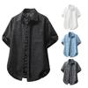 Summer New Men's Retro Distressed Casual Short-sleeved Shirt Casual Loose Lapel Shirt