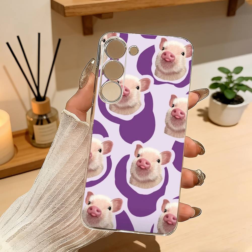 Lovely Cute Piggy Phone Case For Samsung A10 A12 A31 A40 A70 Transparent Cover