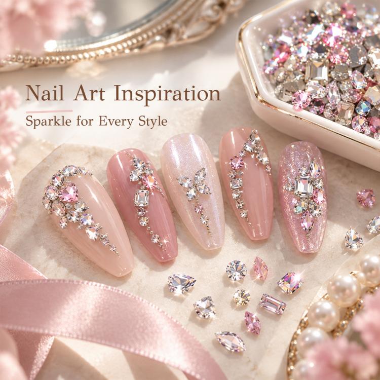 1440 PCS / Set Mini Flat Bottom Sparkling Diamond Nail Jewelry Set