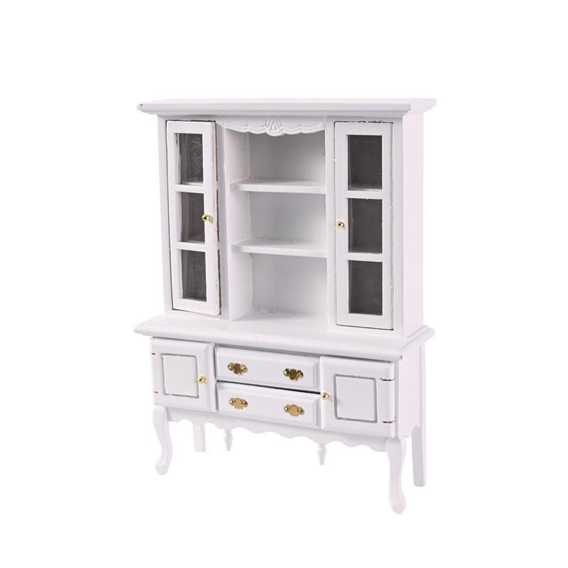 1:12 Scale Miniature Wooden Cabinet Dollhouse Decor Handcrafted Birch Wood Furniture Accessory In Classic American Style