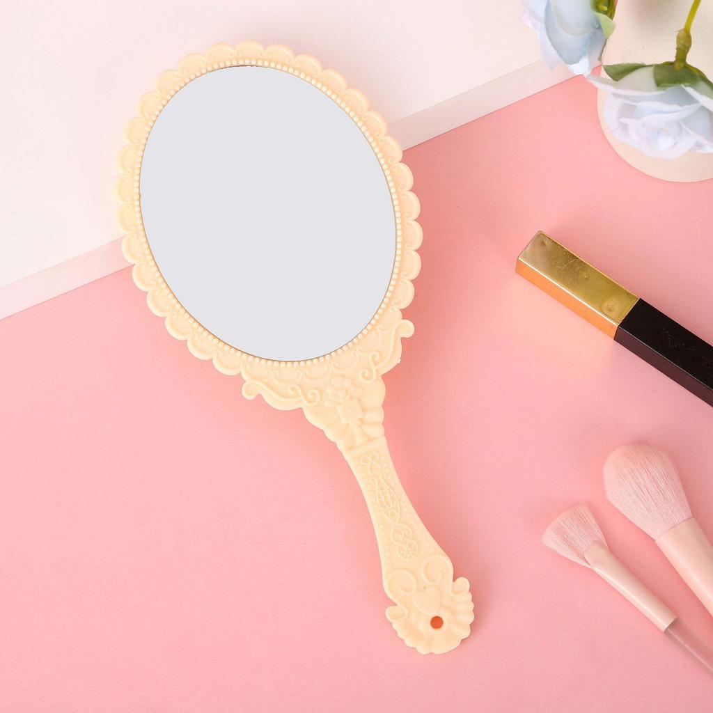 European-Style Irregular Shape Retro Handheld Makeup Mirror with Portable Handle