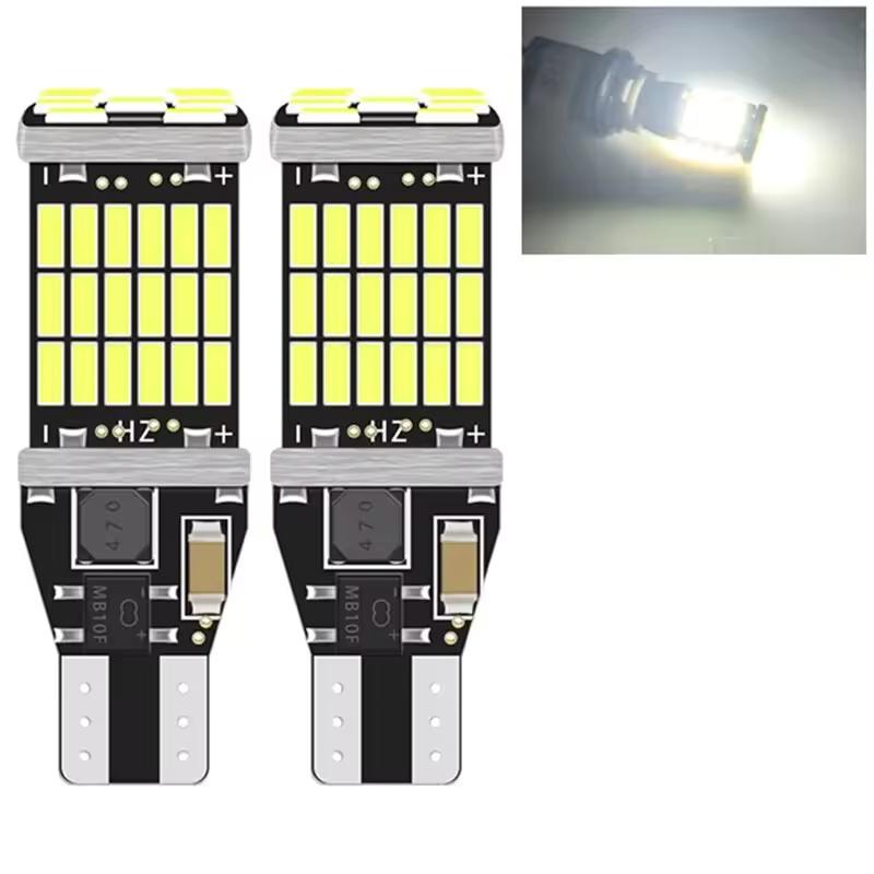 

6Pcs T15 W16W 921 912 T16 T10 902 LED Bulbs 45SMD 4014 Led Light Super Bright 1200LM Replace for Car Reversing Light White білий