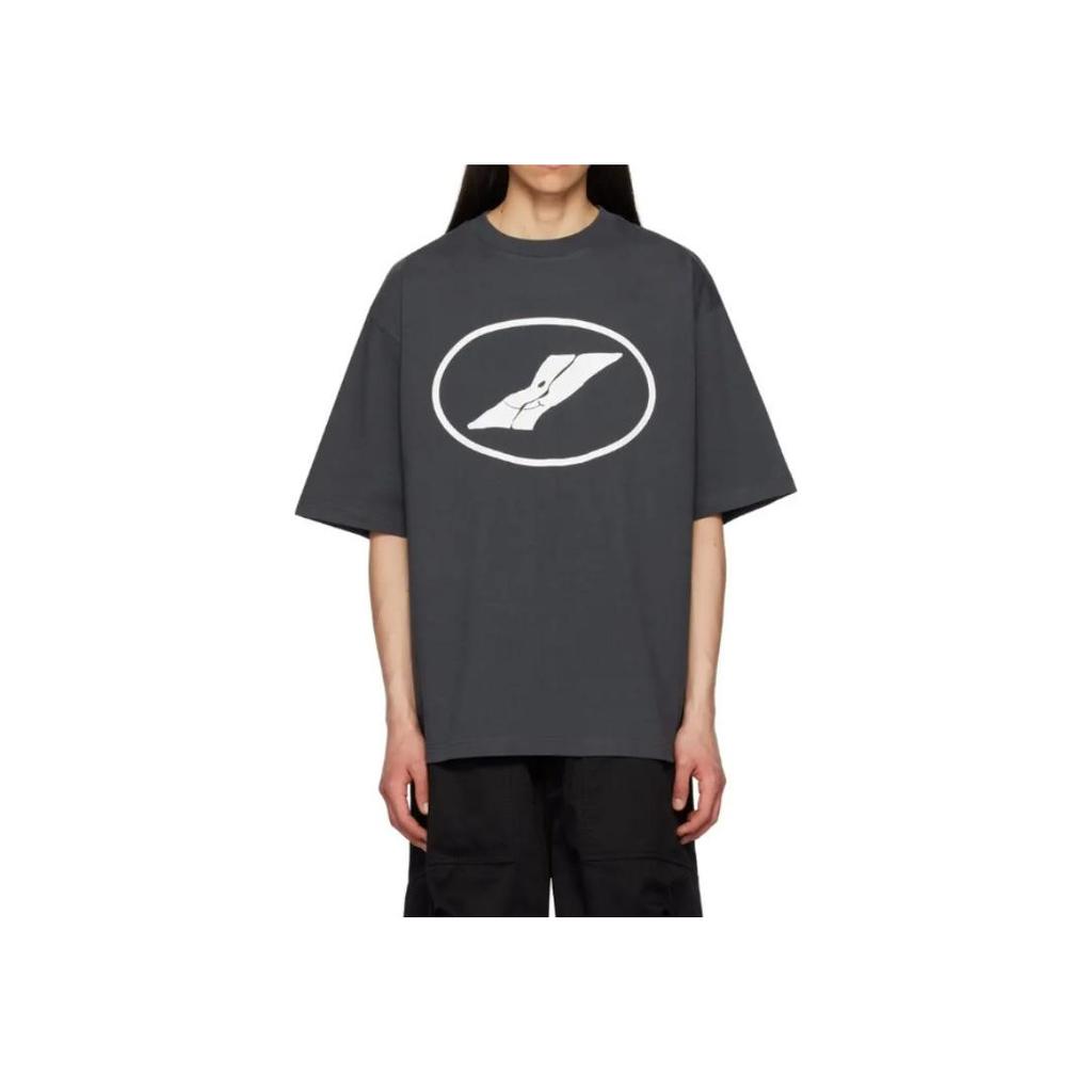 WE11DONE Logo Print Casual Round Neck Short Sleeve T-Shirt Unisex Tops Black WD-TT1-22-832-U-CH