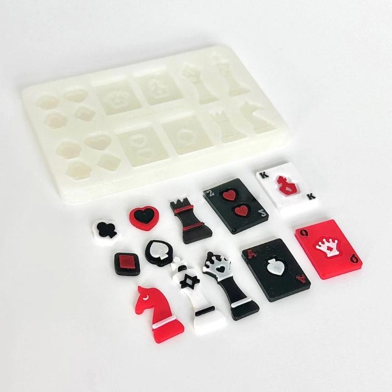 Schach und Karten Bastelform Set Leicht zu reinigende Silikon Gießform Handgefertigte Zubehörform für Bastelbegeisterte