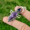 925 Silver Natural Chevron Amethyst Tanzanite Quartz Anniversary Pendant Jewelry