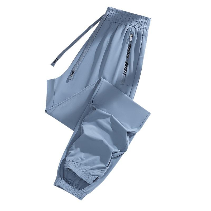 Men's Thin Ice Silk Summer Sun Protection Joggers - Breathable, Quick-Drying Outdoor Sports Pants for Running