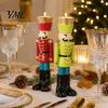 Christmas Gift for Kids Nutcracker Resin Candle Holder, Pastel Soldier Figurine Fireplace Decorations Desk Shelf, Festive Home Tabletop Decor, Holiday