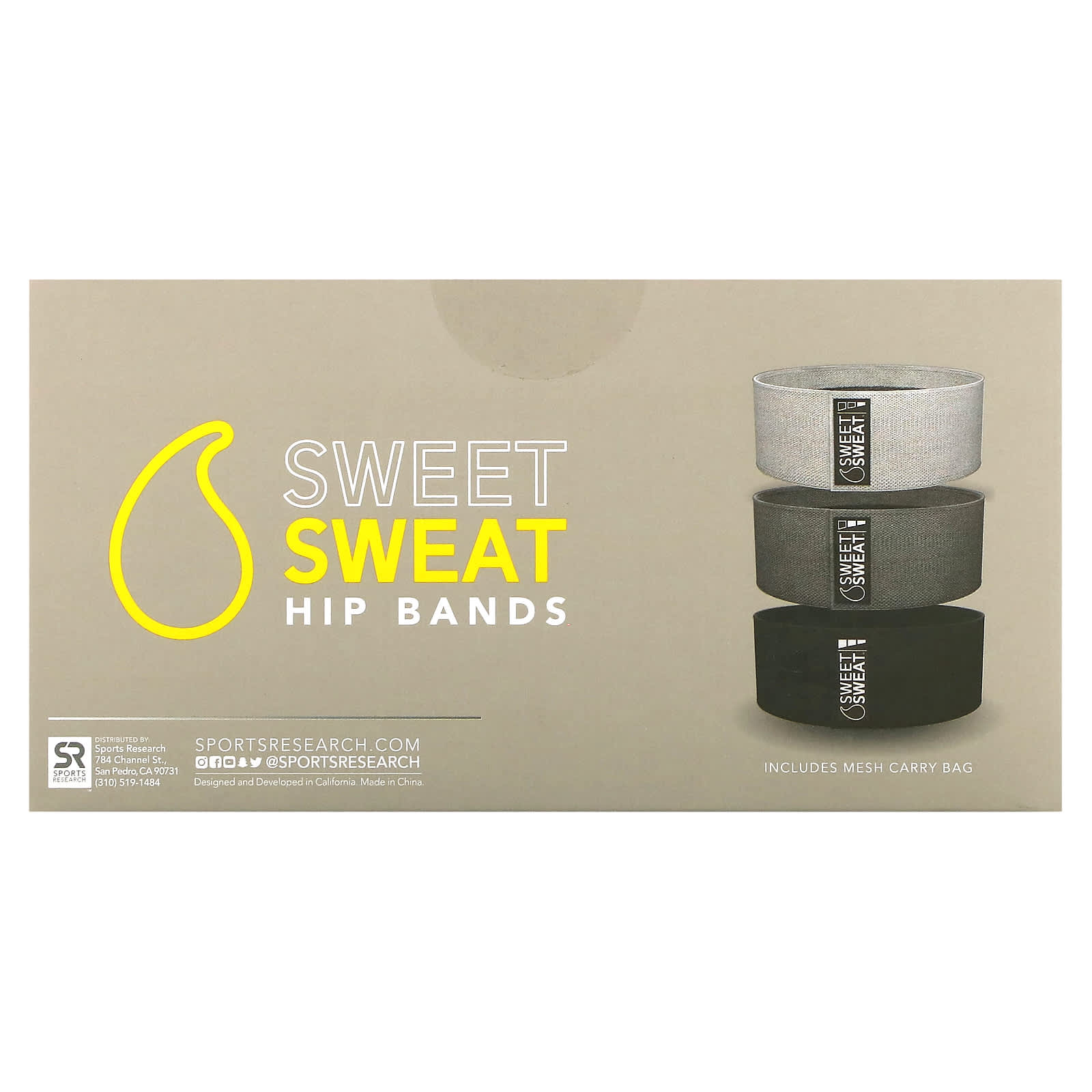 

Sweet Sweat Hip Band, Серый, 3 резинки