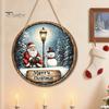 Christmas Gifts for Friends Santa Wooden Round Wall Decor, Vintage Hanging Ornaments, Handcrafted Pine Wood Holiday Signs Sign Door Window Wall,