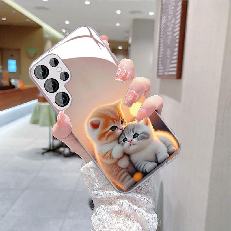 

Кошки Подходящий для Samsung S24PLUS Чехол для мобильного телефона S23 Девушки S22 Приятный для кожи A52 Стеклянный чехол A54 Все включено A14 Samsung A53 5G