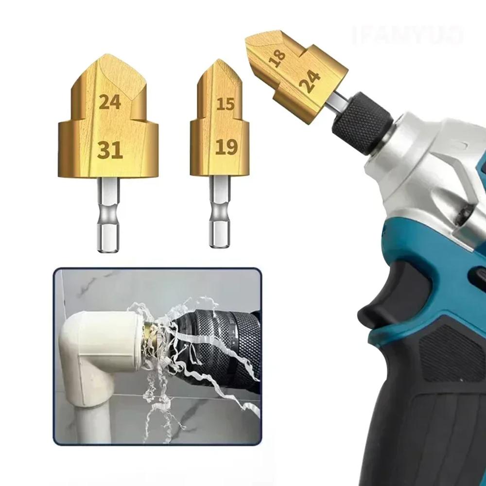 Reaming Drill Bits,Upgrade Powerful PVC Pipe Reamer Kit, Conduit Reamer Drill Bit Chamfer Tool, Deburring Inside and Outside