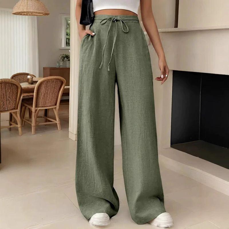 Drape Casual Lace-up Wide-Leg Pants High Waist Drape Casual Lace up Loose Pants