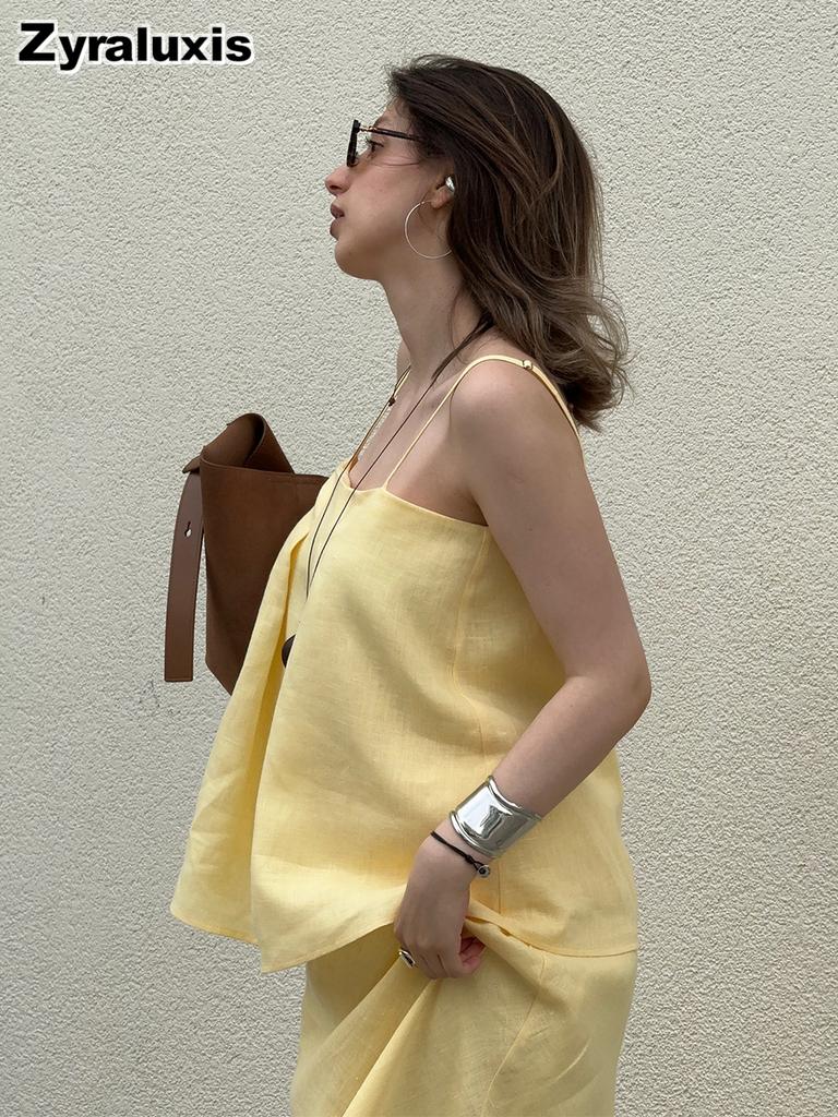 Cotton Strappy Dress Set Summer New Style Temperament Lazy Strappy + Fish Tail Dress Long Dress Set
