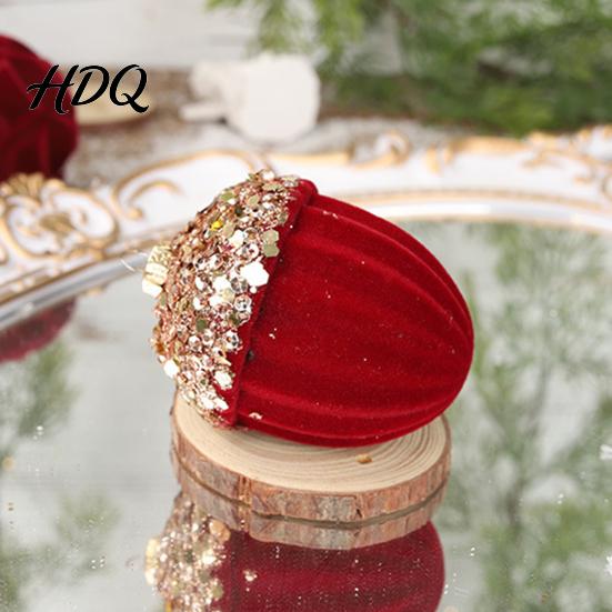 Holiday Hanging Decor for Christmas Trees Velvet Flocking Ornament Sparkly Rhinestones Red Candy Acorn Butterfly Tree Bows Reindeer Ornaments
