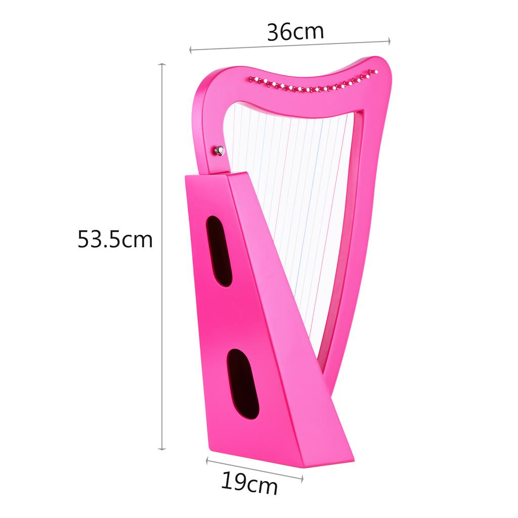 Walter.t 15-String Lyre Harp Wooden String Instrument with Carry Bag Strap Cleaning Cloth Tuning