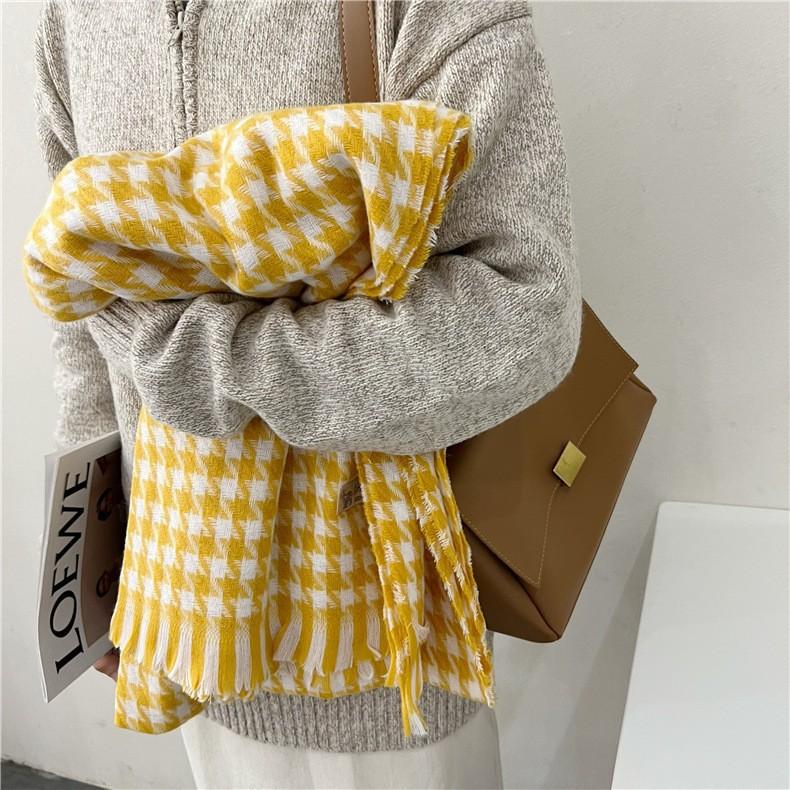 New Qiandongge scarf women's versatile warm scarf imitation cashmere scarf plaid thick autumn and winter scarf