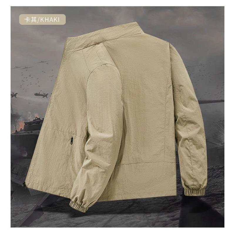 Men S Stand Collar Waterproof Thin Jacket Casual Fashion Solid Color