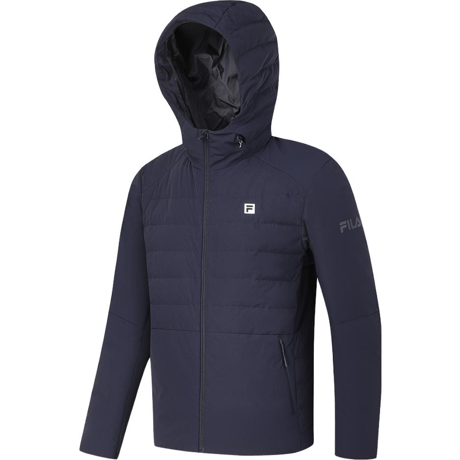 

FILA 2023 Basic Warm Fitness Hooded Jacket Lightweight Down Coat Men Jackets Dark-Blue A11M341909F-NV M