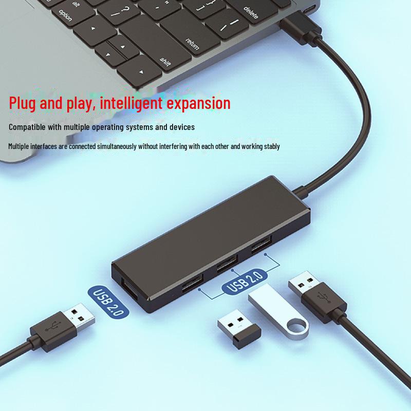 4-in-1 USB Multi-Port Adapter with Plastic Shell